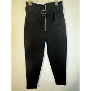 JOE'S Jeans‎ Size 30 High Rise Belted Tapered Leg Black Women's Pants
